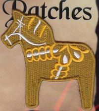 Dala Horse Iron-On Patch - Beige Dala Horse Iron-On Patch - Beige